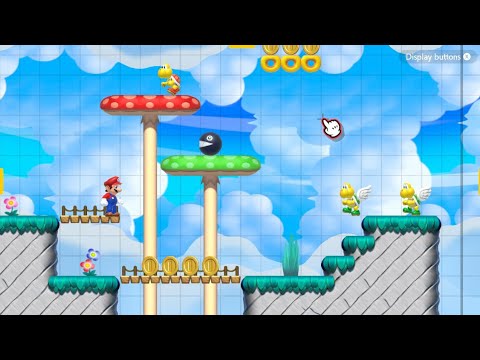 (1-4) Super Mario Maker 2 custom level: Chomp's Aerial Mushrooms