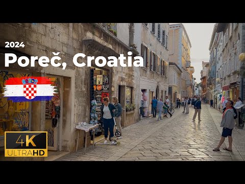 Poreč, Croatia: 4K Walking Tour 2024 | Historic Streets, Adriatic Views & Euphrasian Basilica