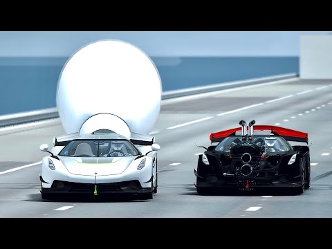 Koenigsegg Godzilla Dragster vs Koenigsegg Jesko Turbine Engine - Drag Race 10 KM