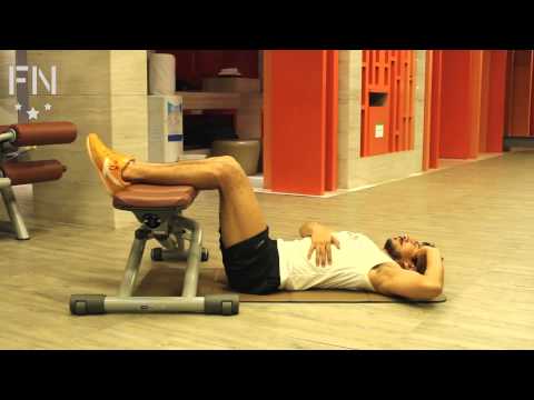 Oblique Crunches with Legs on Bench
