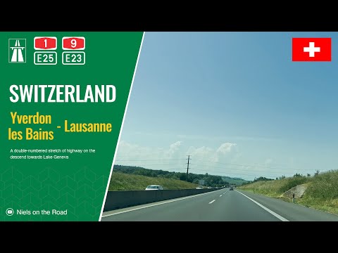 Driving in Switzerland: Autoroute A1 E25 & A9 E23 from Yverdon les Bains to Lausanne