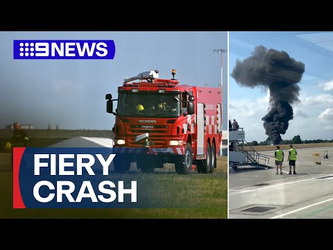 Plane crashes at London airport | 9 News Australia