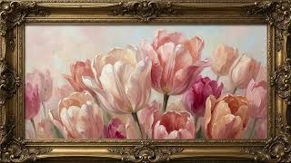 Pink Tulip Painting | Spring Floral TV Art for Home Decor | Soft Pastel Garden Ambience 2 Hours