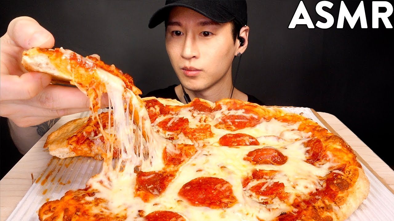 ASMR EXTRA CHEESY PEPPERONI PIZZA MUKBANG (No Talking) EATING SOUNDS | Zach Choi ASMR