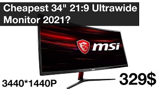 Video thumbnail for Cheapest 34" inch 21:9 Ultrawide Gaming Monitor 2021? - MSI Optix MAG341CQ by Oscar Mathia