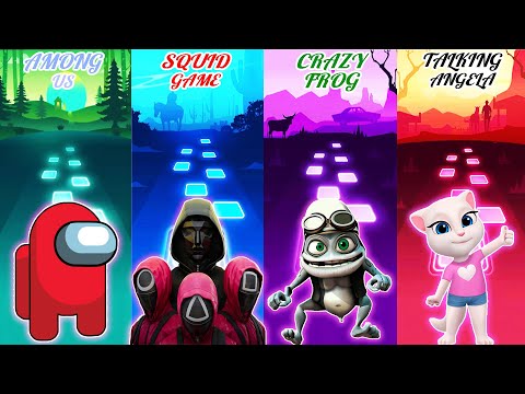Among us vs Squid game vs Crazy frog vs Talking angela | Tiles hop EDM Rush