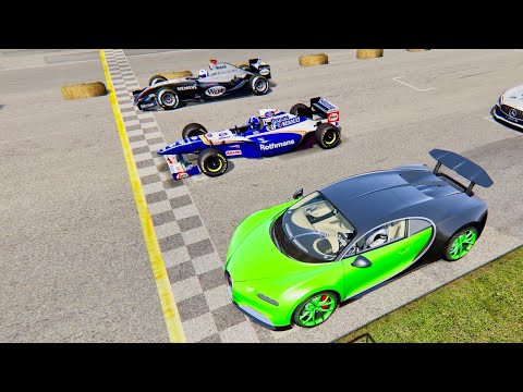 Bugatti Chiron with NOS vs Williams F1 1995 vs McLaren F1 2004 - Old Monza