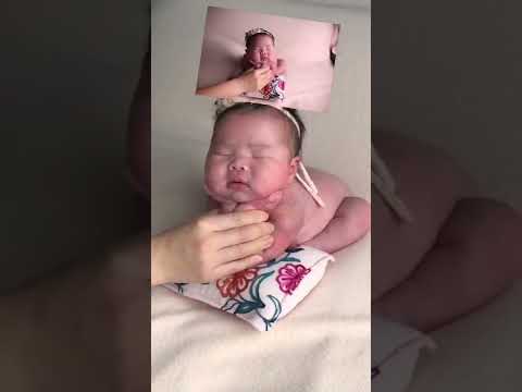 Froggy pose behind the scene newborn photo shoot