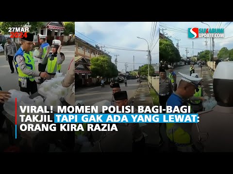 Viral! Momen Polisi Bagi-bagi Takjil Tapi Gak Ada yang Lewat: Orang Kira Razia