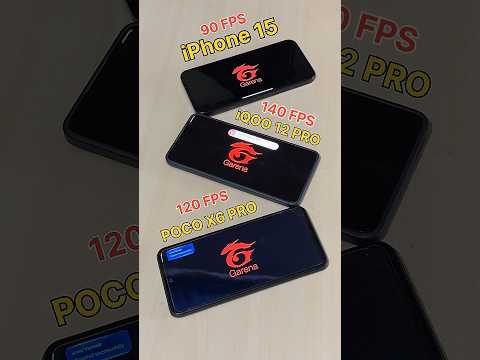 iPhone 15 😈 vs iQOO 12 PRO 💀 vs POCO X6 PRO vs 90FPS vs 140FPS - FREEFIRE TEST #freefire #shorts