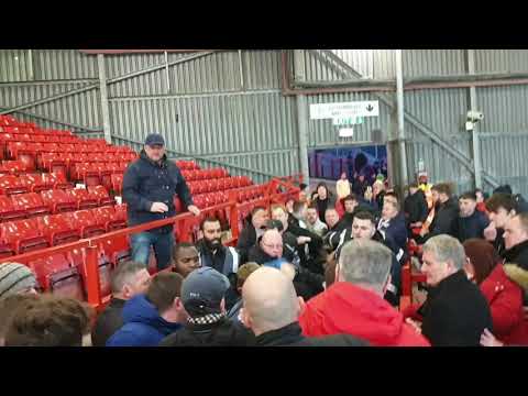 HOOLIGAN FANS, RIOT POLICE FIGHTING BARNSLEY FANS MASSIVE BRAWL | STEWARDS ARRESTED