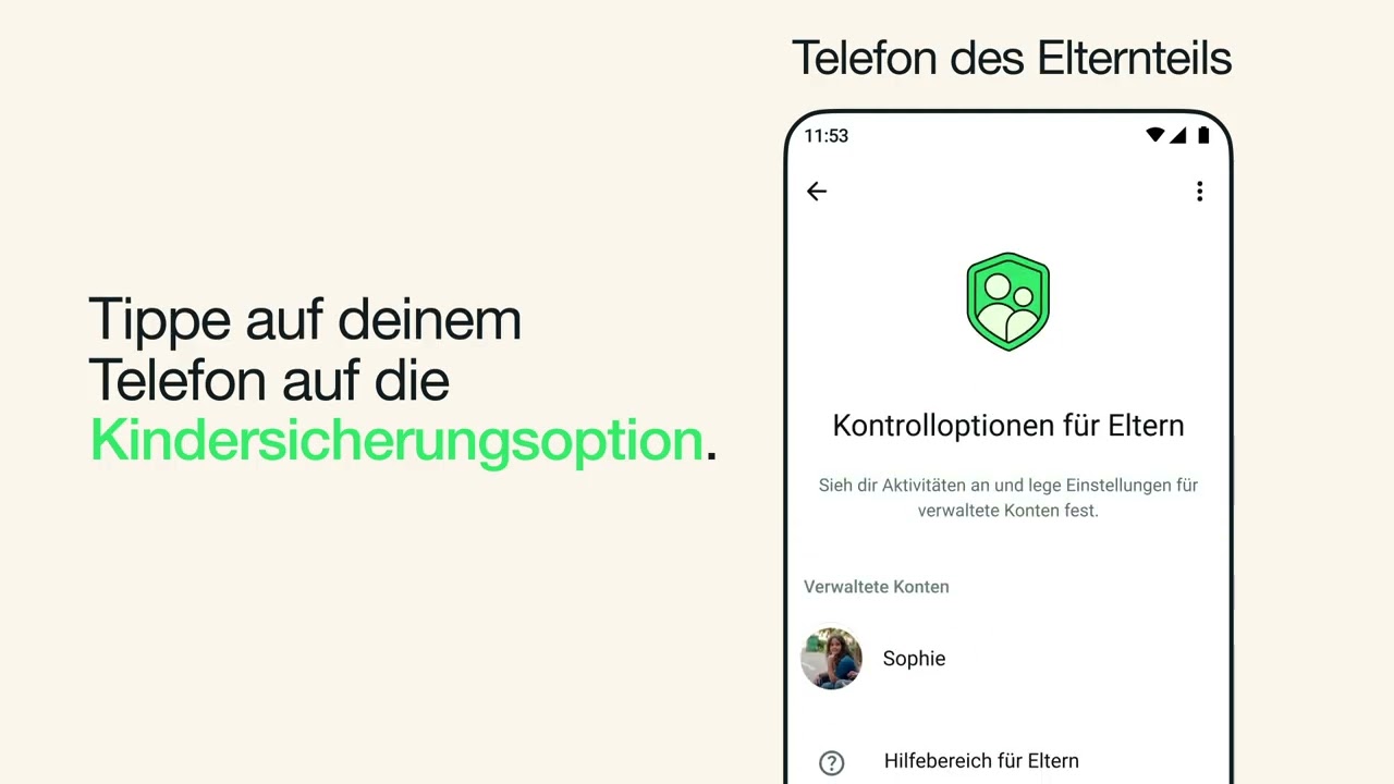 Kontrolloptionen für durch Eltern verwaltete Konten einrichten und überwachen | WhatsApp