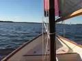 Wooden Skiff Sailing