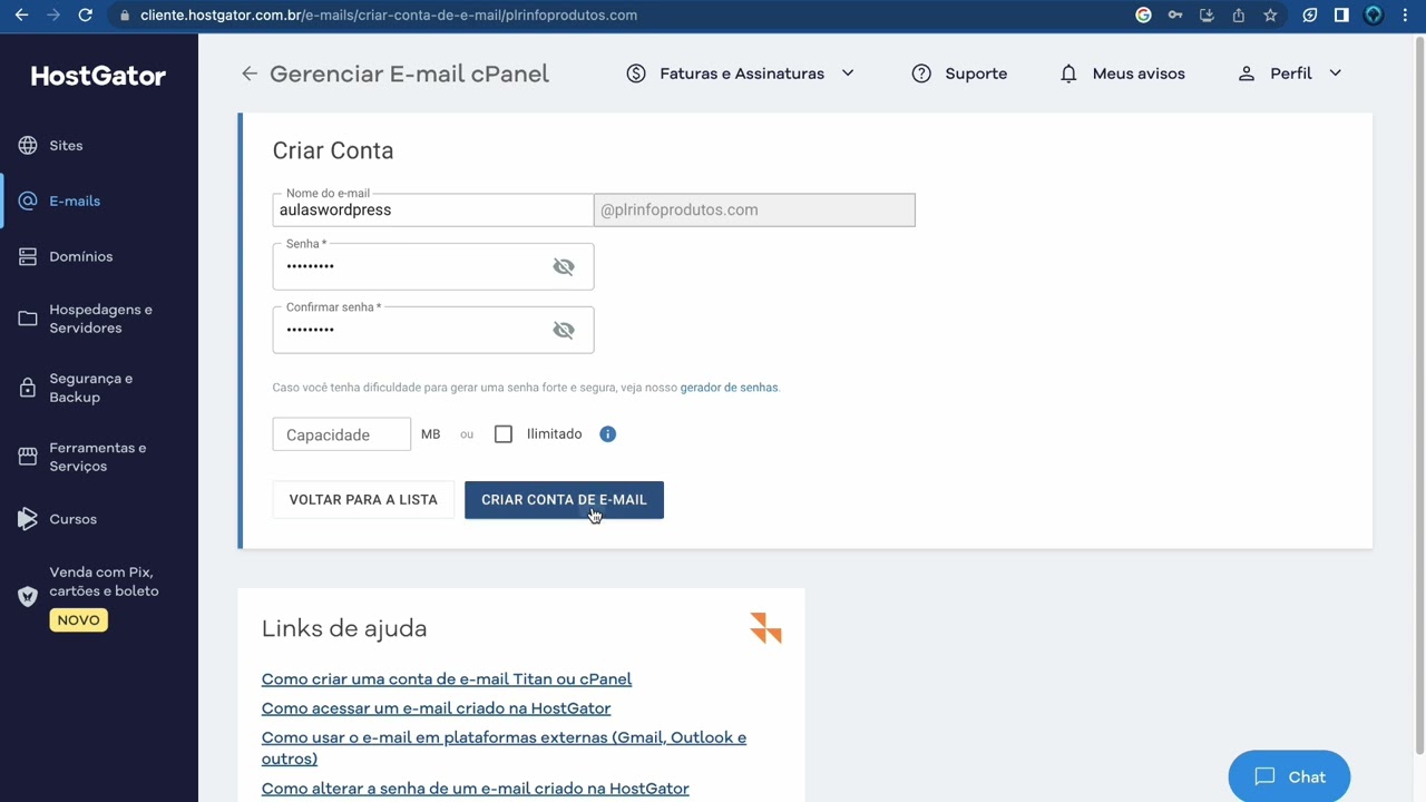 Aula 06   Criando seu Email Profissional