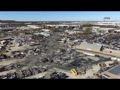Drone video shows UPS plane crash site
