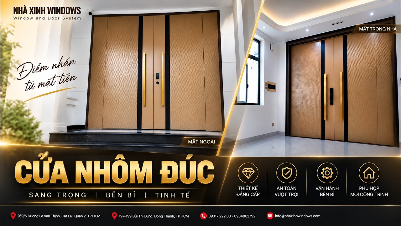 CỬA NHÔM ĐÚC GOLD | Điểm Nhấn Bề Thế Cho Biệt Thự Hiện Đại | Nhà Xinh Windows