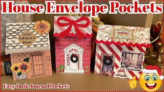 CHRISTMAS LITTLE HOUSE ENVELOPE POCKETS FOR JUNK JOURNALS | GREAT CRAFT FAIR IDEA