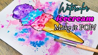 A Fun, Bright Watercolor Ice Cream Tutorial