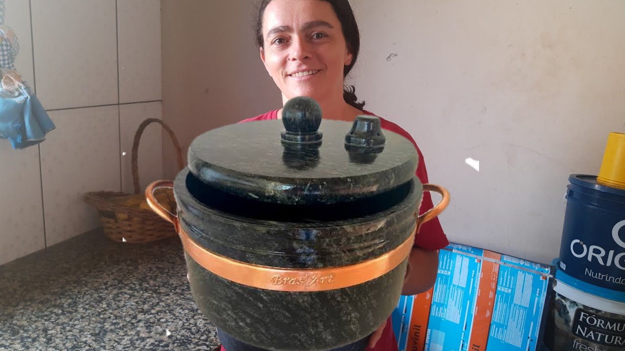 PANELA DE PRESSÃO DE PEDRA.PROCESSO DE CURA