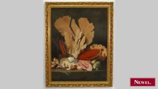 Antique Italian Renaissance style vertical still life oil