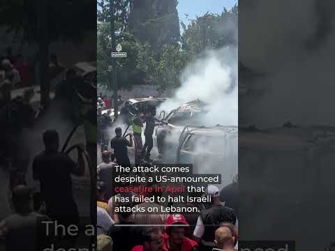 Israeli strike on a car kills two in Sidon, Lebanon | AJ #shorts