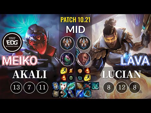 EDG Meiko Akali vs Lava Lucian Mid - KR Patch 10.21