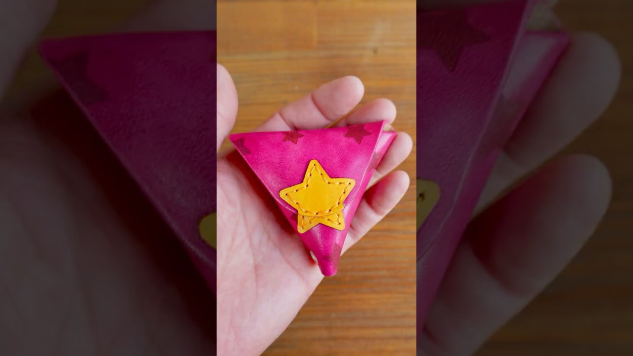 オシャレ可愛い三角コインケース？【レーザー加工機】#レザークラフト #laserpecker #革のソムリエ