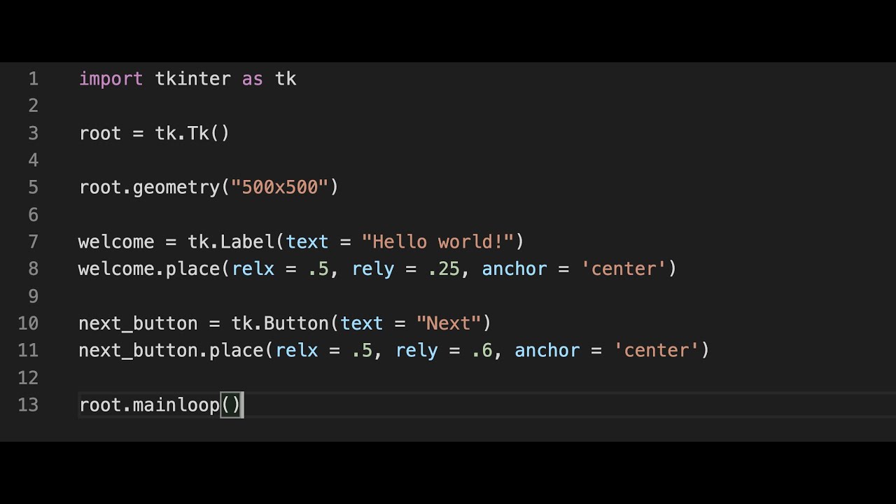 Basic GUI programming in Python with Tkinter | How to make a button, make text, and center it!