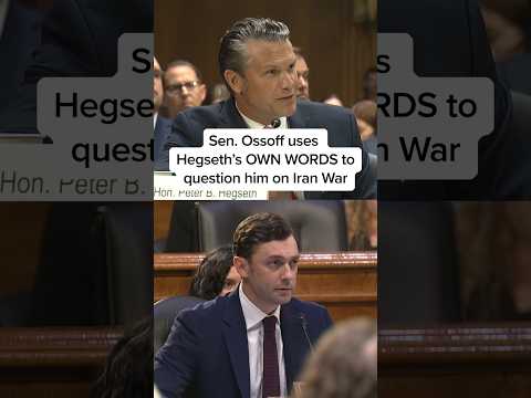Sen. Ossoff uses Hegseth's OWN WORDS to question him on Iran War