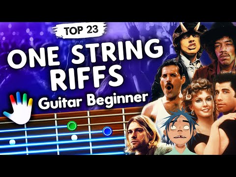 TOP 23 iconic Guitar Riffs on One String | Easy Guitar Lessons for Beginners | Chords, Backing Track