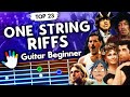 TOP 23 Iconic Guitar Riffs On One String Easy Guitar Lessons For Beginners Chords Backing Track