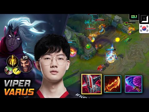 Viper Adc Varus Build Immortal Shieldbow Lethal Tempo - Viper Varus Match Highlight - LOL KR 13.1