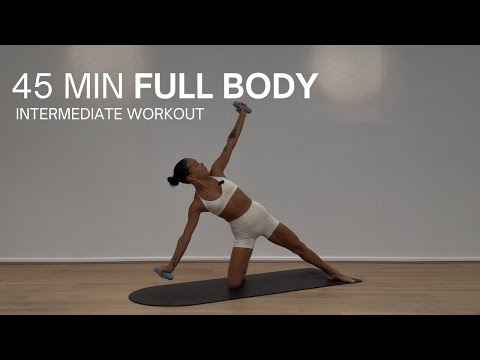 45-minütiges Ganzkörper-Pilates-Training | Ganzkörper-Pilates mit leichten Handgewichten | Pilate...