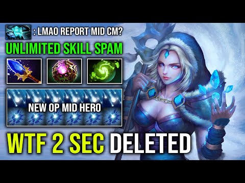 NEW OP MID HERO 2 Sec Delete Everyone Unlimited Skill Spam 100% Aghanim OC Crystal Maiden Dota 2
