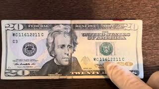 Finding a series 2013 twenty dollar bill with a fancy serial number