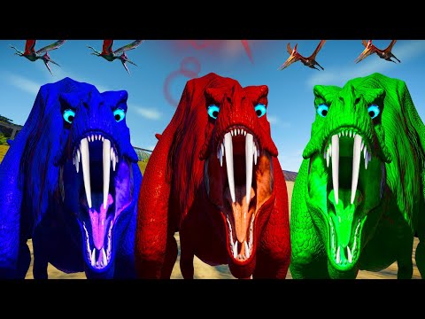 Rexy Color Pack vs Spinosaurus, I-Rex, All Carnivores - Jurassic World Evolution 2 Dinosaur Fighting