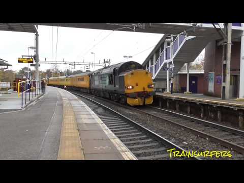 DRS Class 37 No's. 37602 TnT 37604 on 1Q25 Derby RTC - Derby RTC @ Cheadle Hulme on 05.11.15 - HD
