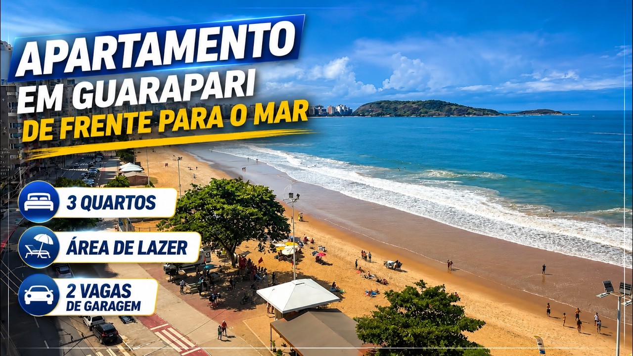 Frente Mar 3 quartos área de lazer e 2 vagas