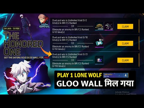 FREE Gloo Wall Skin Mission in Free Fire 🤩 | The Honored One Event | Free Fire New Event 🔥