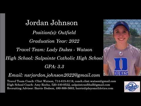 Jordan Johnson Softball Skills Video - 2022 Outfield