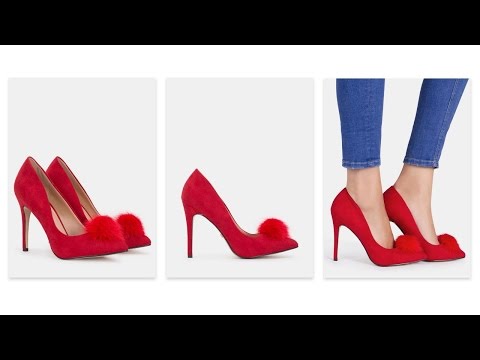 Czerwone szpilki z pomponem Mystique - DeeZee.pl