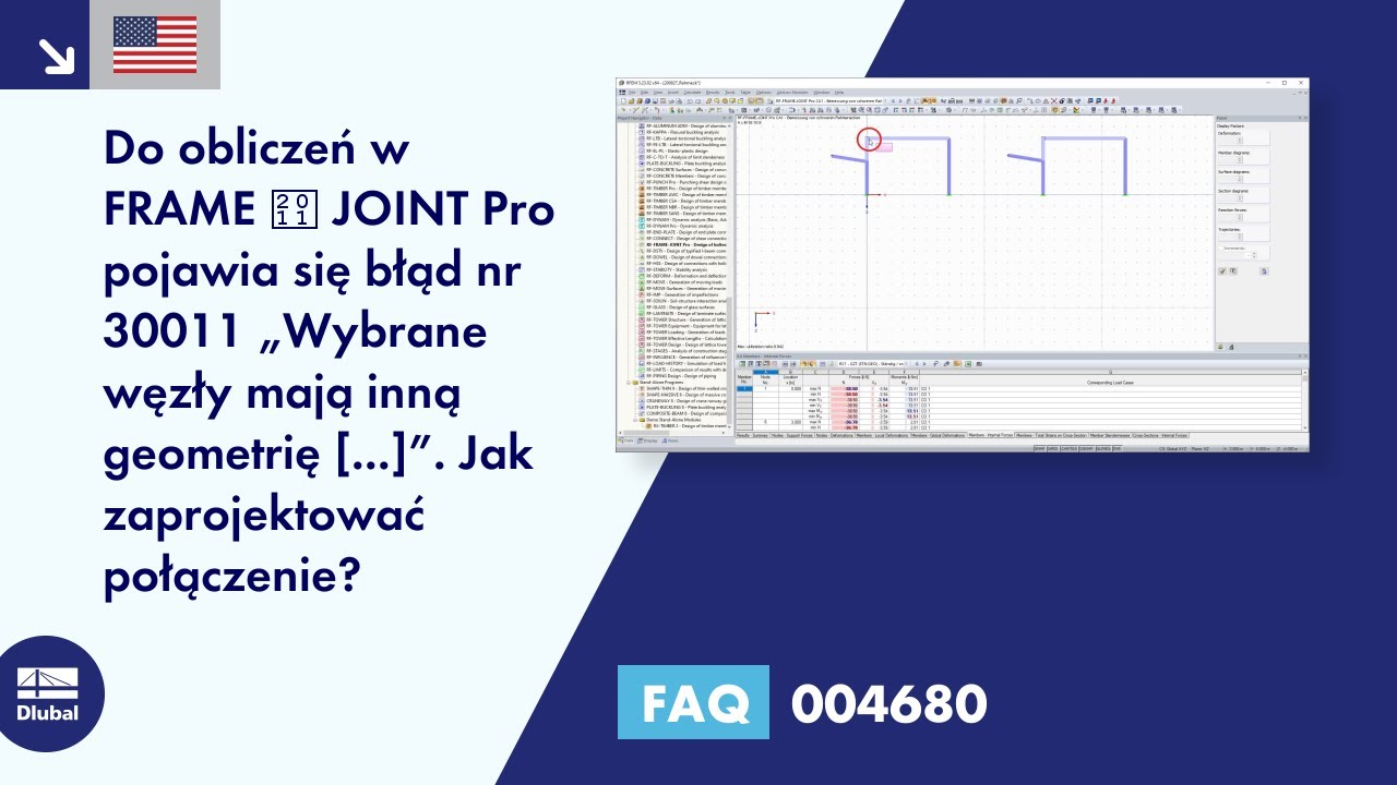 [EN] FAQ 004680 | Podczas projektowania w FRAME -JOINT Pro otrzymuję błąd nr 30011 „Wybrane ...