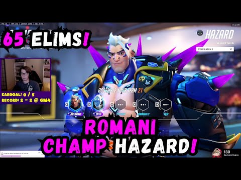 65 ELIMS! ROMANI - CHAMP HAZARD GAMEPLAY - TOP 500 OVERWATCH 2 SEASON 14