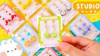 Studio Vlog 🍓 Making Polymer Clay Earrings for my Small Business