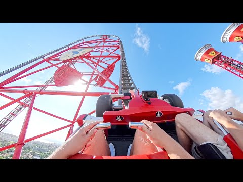 Red Force POV at Ferrari Land | TALLEST and FASTEST Roller Coaster in Europe