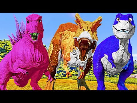 Jurassic World Evolution Captain America,Godzilla T-Rex Vs Spiderman Tyrannolophosaur Dinosaur Fight