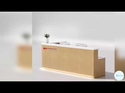 Brown half oval reception office table