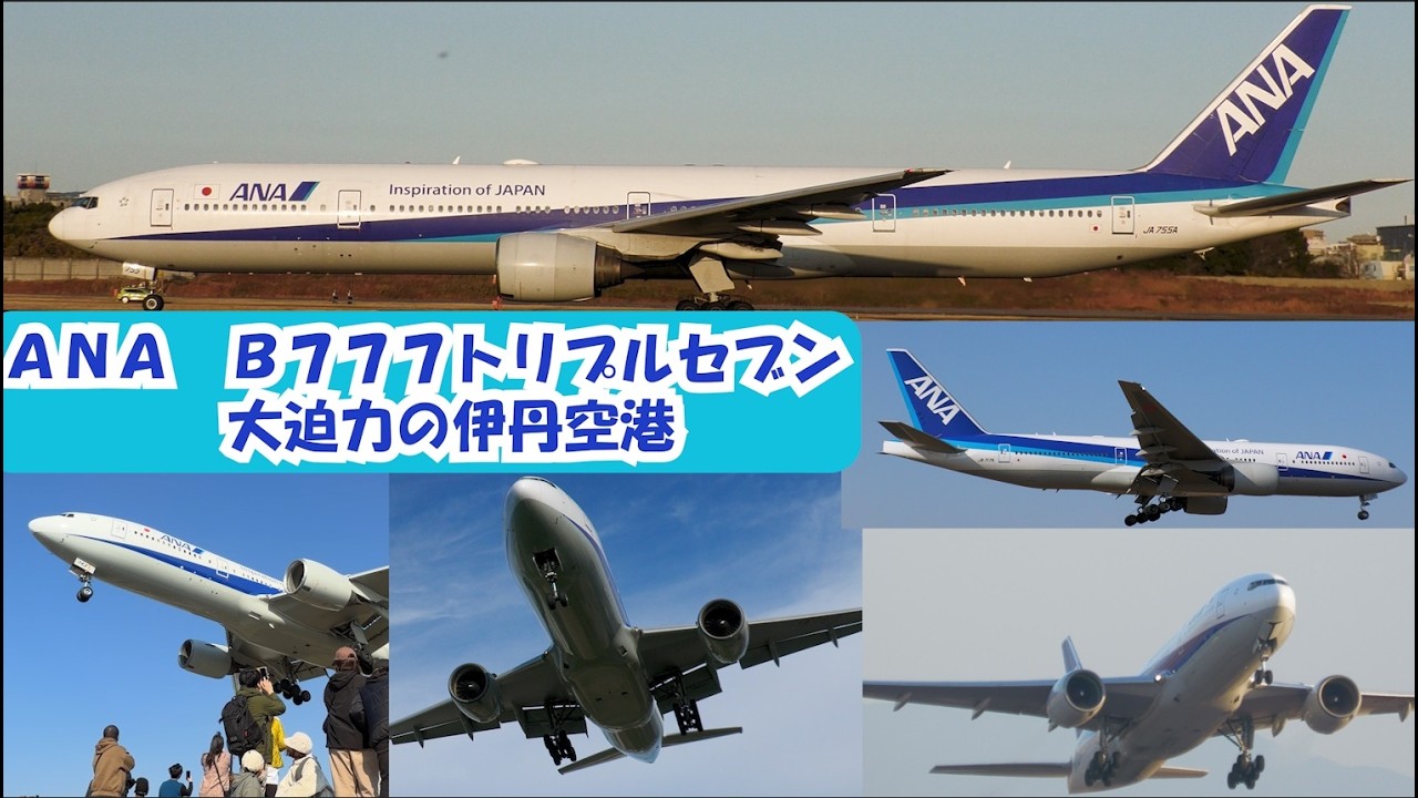 デカい！　伊丹空港に飛来する大迫力のB777トリプルセブン(ANA)
