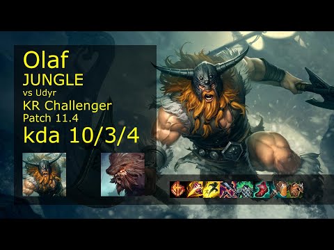 Olaf Jungle vs Udyr - KR Challenger 10/3/4 Patch 11.4 Gameplay // [롤] 올라프 vs 우디르 정글
