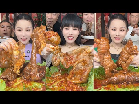 Mukbang Challenge:Eat roll 🥐 intestine belly braised pork belly #porkbelly #mukbang #eatingsounds